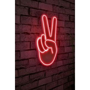 Decoratiune luminoasa LED, Victory Sign, Benzi flexibile de neon, DC 12 V, Rosu imagine