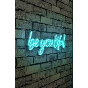 Decoratiune luminoasa LED, Be you tiful, Benzi flexibile de neon, DC 12 V, Albastru imagine