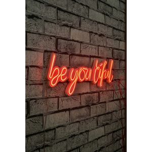 Decoratiune luminoasa LED, Be you tiful, Benzi flexibile de neon, DC 12 V, Rosu imagine