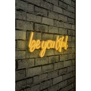 Decoratiune luminoasa LED, Be you tiful, Benzi flexibile de neon, DC 12 V, Galben imagine