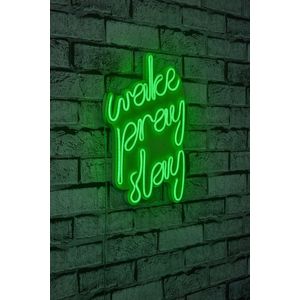 Decoratiune luminoasa LED, Wake Pray Slay, Benzi flexibile de neon, DC 12 V, Verde imagine