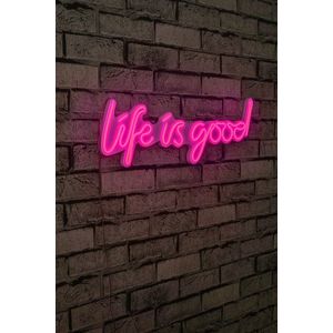 Decoratiune luminoasa LED, Life Is Good, Benzi flexibile de neon, DC 12 V, Roz imagine