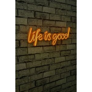 Decoratiune luminoasa LED, Life Is Good, Benzi flexibile de neon, DC 12 V, Galben imagine