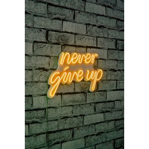 Decoratiune luminoasa LED, Never Give Up, Benzi flexibile de neon, DC 12 V, Galben imagine