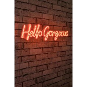 Decoratiune luminoasa LED, Hello Gorgeous, Benzi flexibile de neon, DC 12 V, Rosu imagine