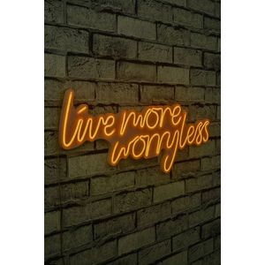 Decoratiune luminoasa LED, Live More Worry Less, Benzi flexibile de neon, DC 12 V, Galben imagine