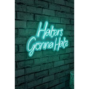 Decoratiune luminoasa LED, Haters Gonna Hate, Benzi flexibile de neon, DC 12 V, Albastru imagine