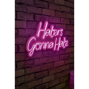 Decoratiune luminoasa LED, Haters Gonna Hate, Benzi flexibile de neon, DC 12 V, Roz imagine