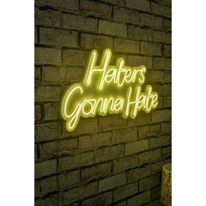 Decoratiune luminoasa LED, Haters Gonna Hate, Benzi flexibile de neon, DC 12 V, Galben imagine