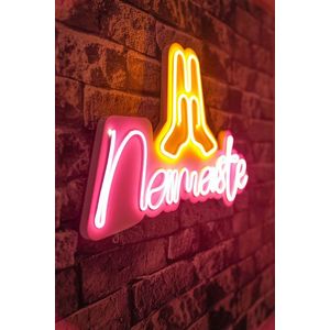 Decoratiune luminoasa LED, Namaste, Benzi flexibile de neon, DC 12 V, Roz / Galben imagine