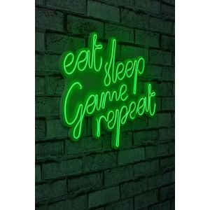 Decoratiune luminoasa LED, eat sleep game repeat, Benzi flexibile de neon, DC 12 V, Verde imagine