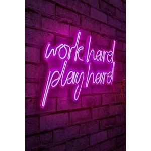 Decoratiune luminoasa LED, Work Hard Play Hard, Benzi flexibile de neon, DC 12 V, Roz imagine