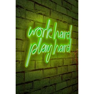 Decoratiune luminoasa LED, Work Hard Play Hard, Benzi flexibile de neon, DC 12 V, Verde imagine