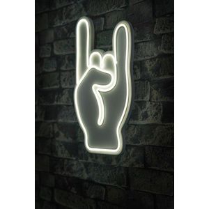 Decoratiune luminoasa LED, Rock N Roll Sign, Benzi flexibile de neon, DC 12 V, Alb imagine