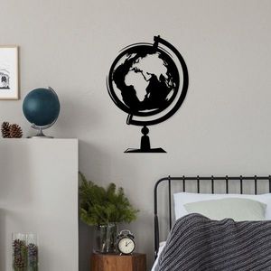 Decoratiune de perete, World Map 3, Metal, Dimensiune: 44 x 70 cm, Negru imagine