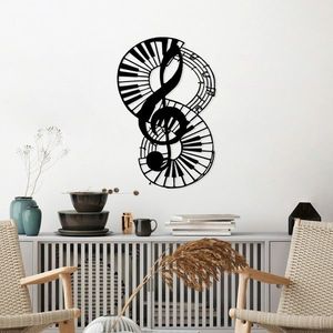 Decoratiune de perete, Musical 4, Metal, Dimensiune: 46 x 70 cm, Negru imagine