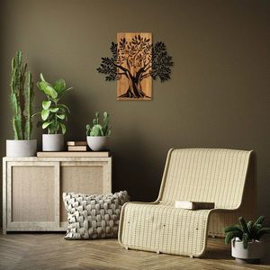 Decoratiune de perete, Monumental Tree 2, 50% lemn/50% metal, Dimensiune: 65 x 58 cm, Nuc / Negru imagine