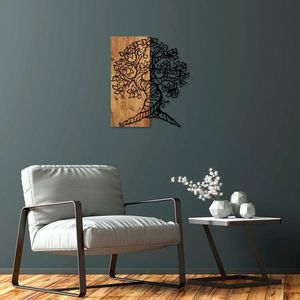 Decoratiune de perete, Monumental Tree 1, 50% lemn/50% metal, Dimensiune: 50 x 58 cm, Nuc / Negru imagine