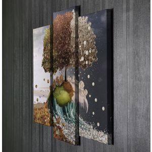 Set 3 tablouri decorative, UC036, Canvas, 45 x 20 cm, Multicolor imagine