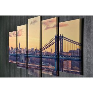 Set 5 tablouri decorative, BC038, Canvas, 70 x 20 cm, Multicolor imagine