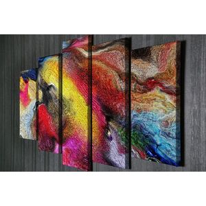 Set 5 tablouri decorative, BC52, Canvas, 70 x 20 cm, Multicolor imagine