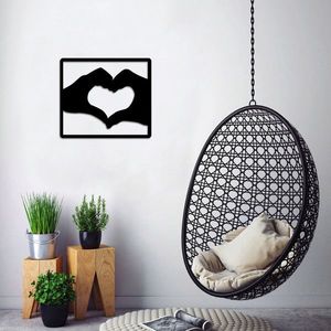 Decoratiune de perete, Love, Metal, Dimensiune: 50 x 44 cm, Negru imagine