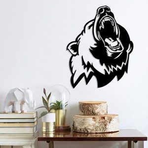 Decoratiune de perete, Bear 2, Metal, Dimensiune: 41 x 51 cm, Negru imagine