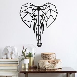 Decoratiune de perete, Elephant, Metal, Dimensiune: 45 x 52 cm, Negru imagine