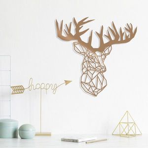 Decoratiune de perete, Deer3, Metal, Dimensiune: 50 x 49 cm, Cupru imagine