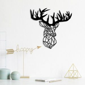 Decoratiune de perete, Deer3, Metal, Dimensiune: 50 x 49 cm, Negru imagine