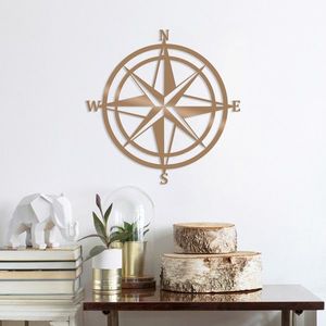 Decoratiune de perete, Compass, Metal, Dimensiune: 55 x 55 cm, Cupru imagine