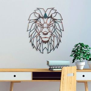 Decoratiune de perete, Lion, Metal, 40 x 50 cm, Multicolor imagine