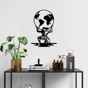 Decoratiune de perete, Atlas, Metal, Dimensiune: 49 x 70 cm, Negru imagine