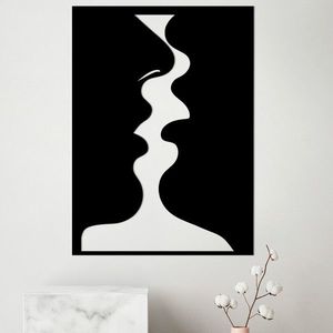 Decoratiune de perete, Kissing Moment, Metal, Dimensiune: 50 x 0, 15 x 70 cm, Negru imagine