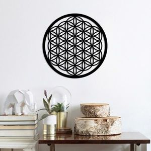 Decoratiune de perete, Flower Of Life 1, Metal, Dimensiune: 48 x 48 cm, Negru imagine