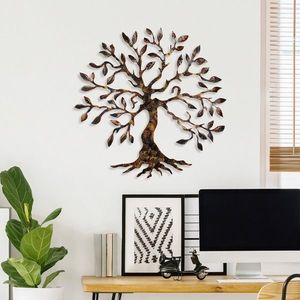 Decoratiune de perete, Tree, Metal, 60 x 60 cm, Multicolor imagine