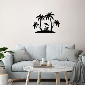 Decoratiune de perete, Palm, Metal, Dimensiune: 70 x 54 cm, Negru imagine