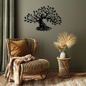 Decoratiune de perete, Monumental Tree 11, Metal, Dimensiune: 70 x 47 cm, Negru imagine