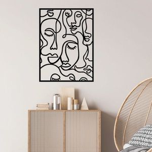 Decoratiune de perete, Faces 2, Metal, Dimensiune: 52 x 70 cm, Negru imagine