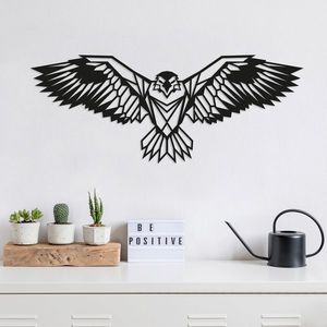 Decoratiune de perete, Eagle3, Metal, 100 x 44 cm, Negru imagine