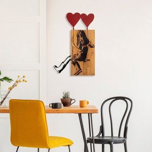 Decoratiune de perete, Banksy, Lemn/metal, Dimensiune: 50 x 80 cm, Nuc / Negru imagine