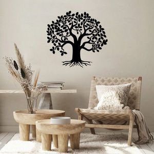 Decoratiune de perete, Monumental Tree 9, Metal, Dimensiune: 70 x 65 cm, Negru imagine