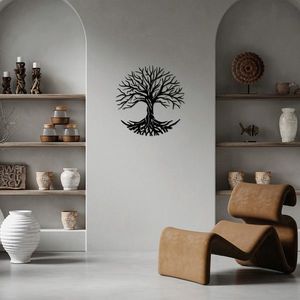 Decoratiune de perete, Monumental Tree 13, Metal, Dimensiune: 68 x 70 cm, Negru imagine