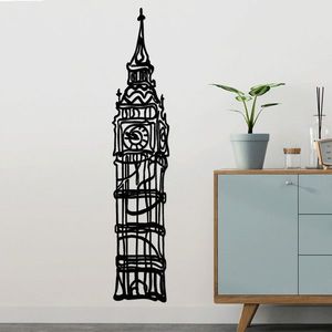 Decoratiune de perete, Big Ben, Metal, Dimensiune: 28 x 150 cm, Negru imagine