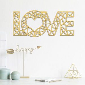 Decoratiune de perete, Love Metal Decor, Metal, Dimensiune: 50 x 20 cm, Auriu imagine