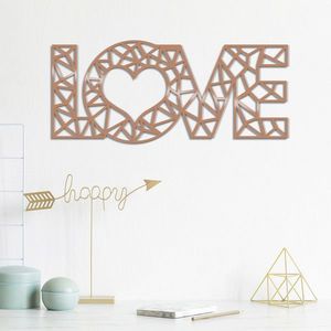 Decoratiune de perete, Love, Metal, Dimensiune: 50 x 20 cm, Cupru imagine