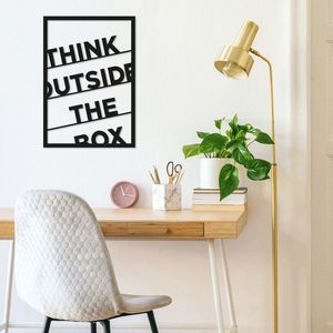 Decoratiune de perete, Think Outside The Box, Metal, Dimensiune: 35 x 50 cm, Negru imagine