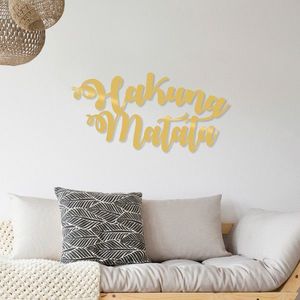 Decoratiune de perete, Hakuna Matata, Metal, 70 x 35 cm, Auriu imagine