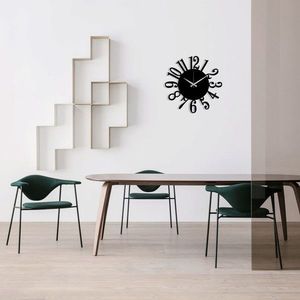 Ceas de perete, Metal Wall Clock 14, Metal, Dimensiune: 48 x 48 cm, Negru imagine