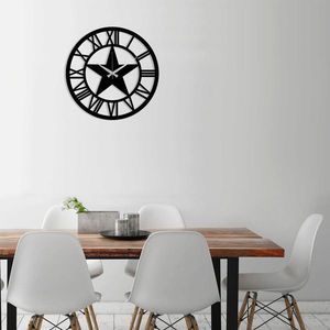 Ceas de perete, Metal Wall Clock 28, Metal, Dimensiune: 48 x 48 cm, Negru imagine